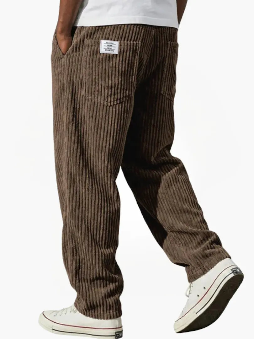Men's Corduroy Wide-Leg Trousers with Patch Pocket