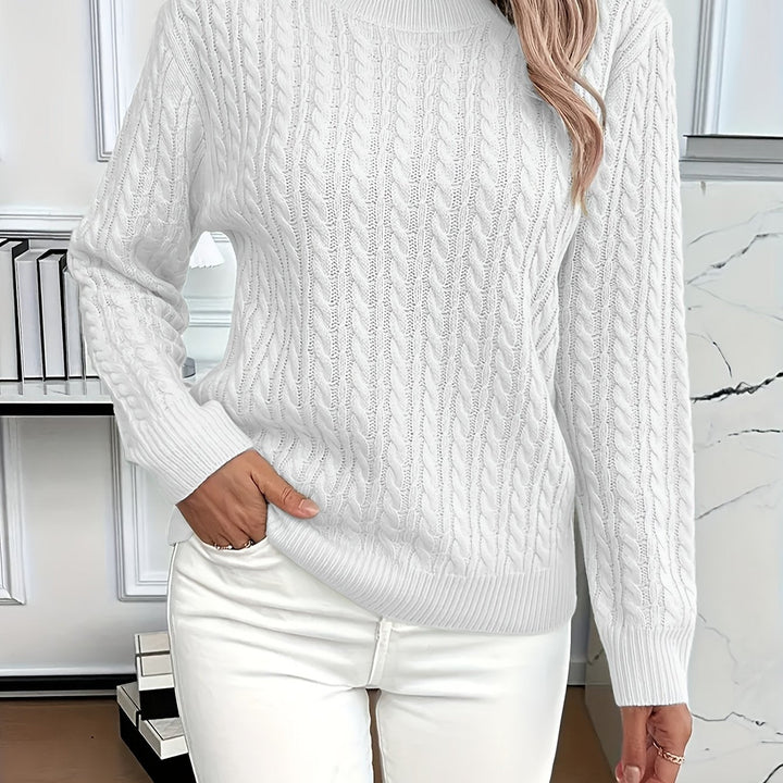 Women's Cable-Knit Round Neck Jumper Relaxed Fit