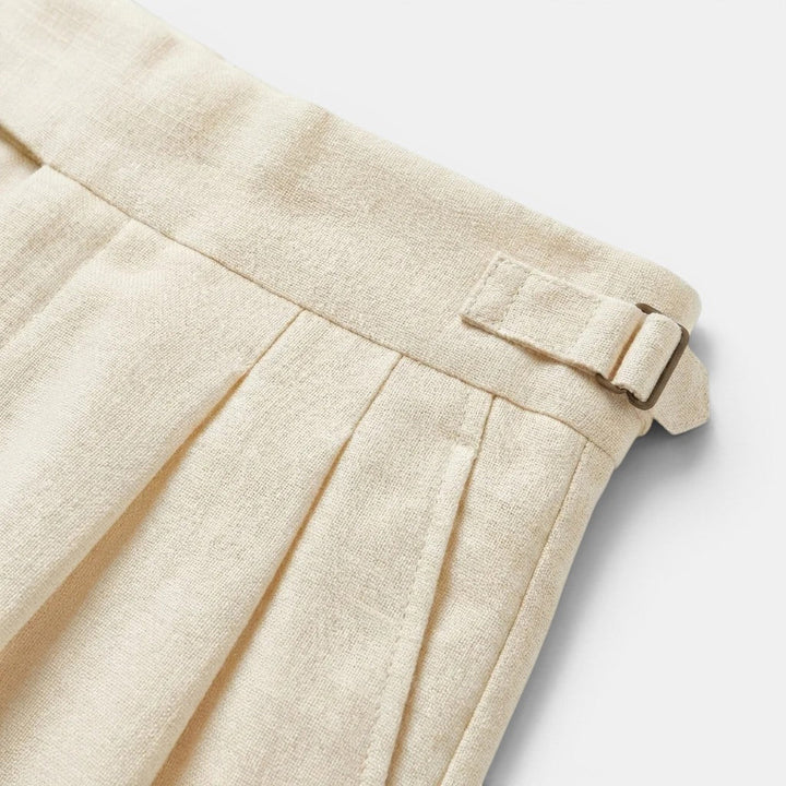 Men's Pleated Tapered Trousers with Turn-Up Hem