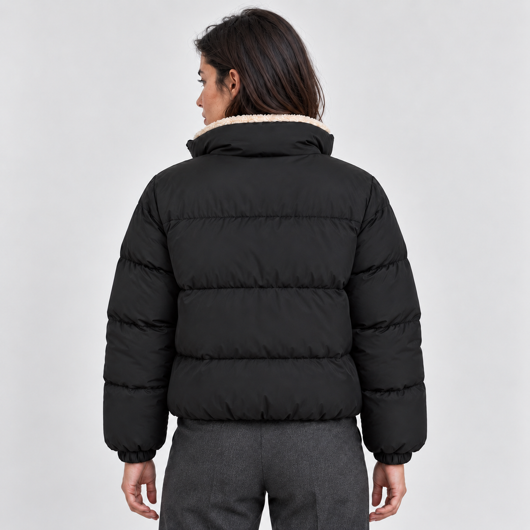 Women's Puffer Jacket with Sherpa Lined High Neck