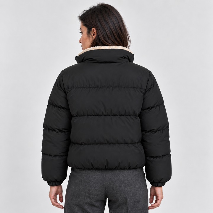 Women's Puffer Jacket with Sherpa Lined High Neck