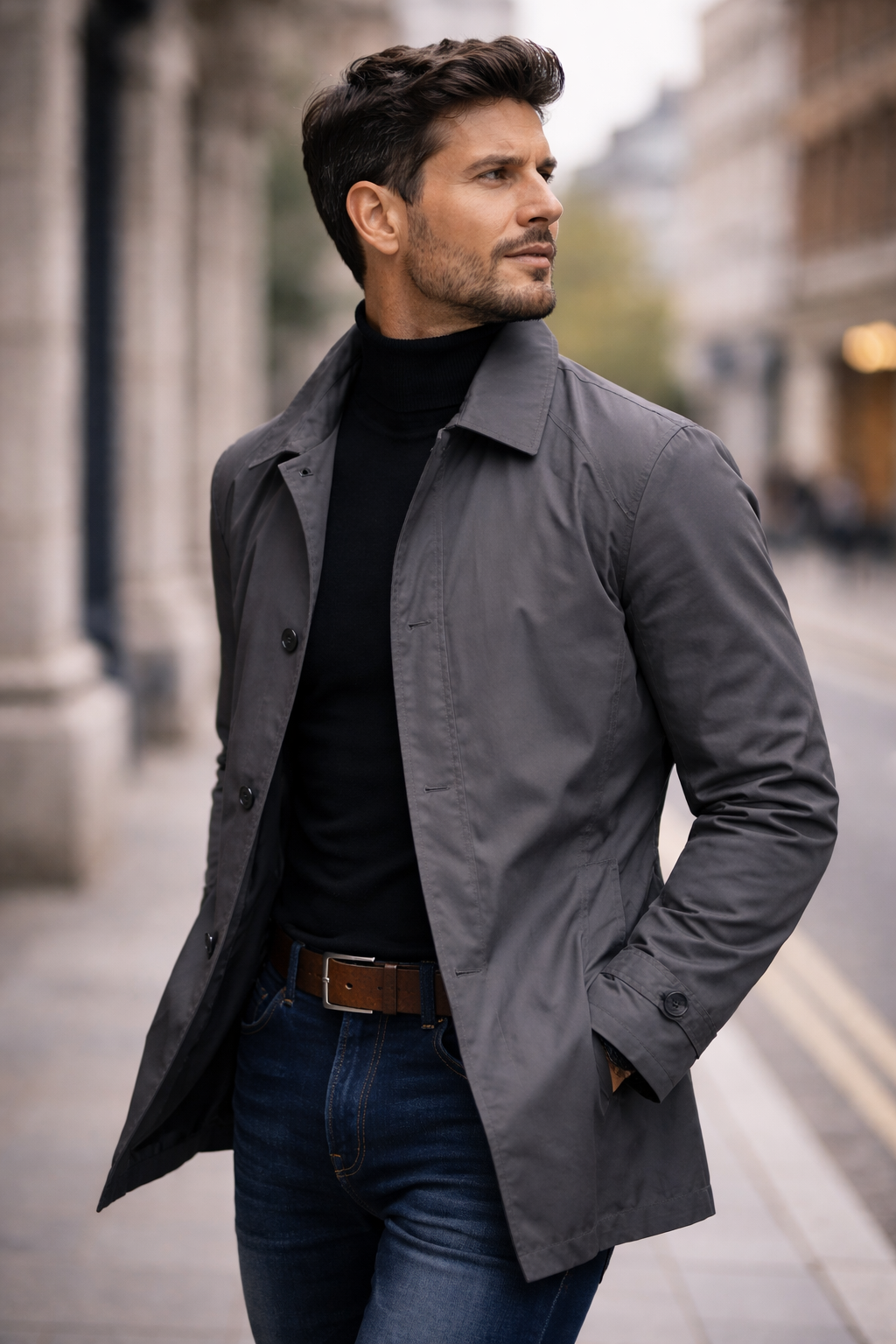 Men's Tailored Button Front Overcoat