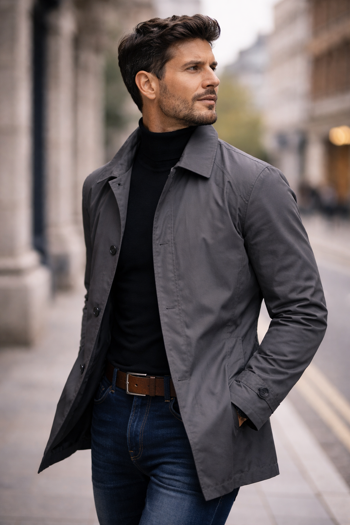 Men's Tailored Button Front Overcoat