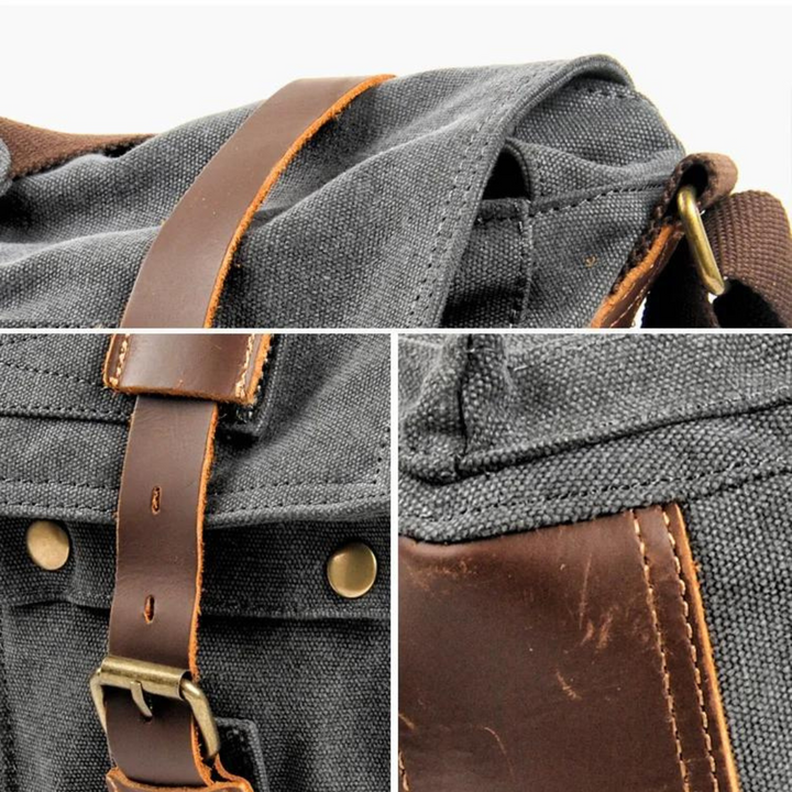 Waxed Canvas Weekender Bag with Leather Trim