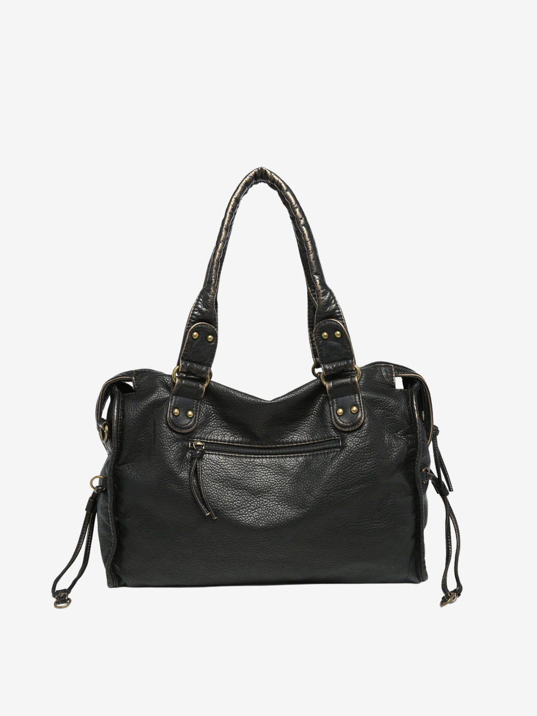 Sac à bandoulière pour femme en similicuir effet vieilli, bordure tressée