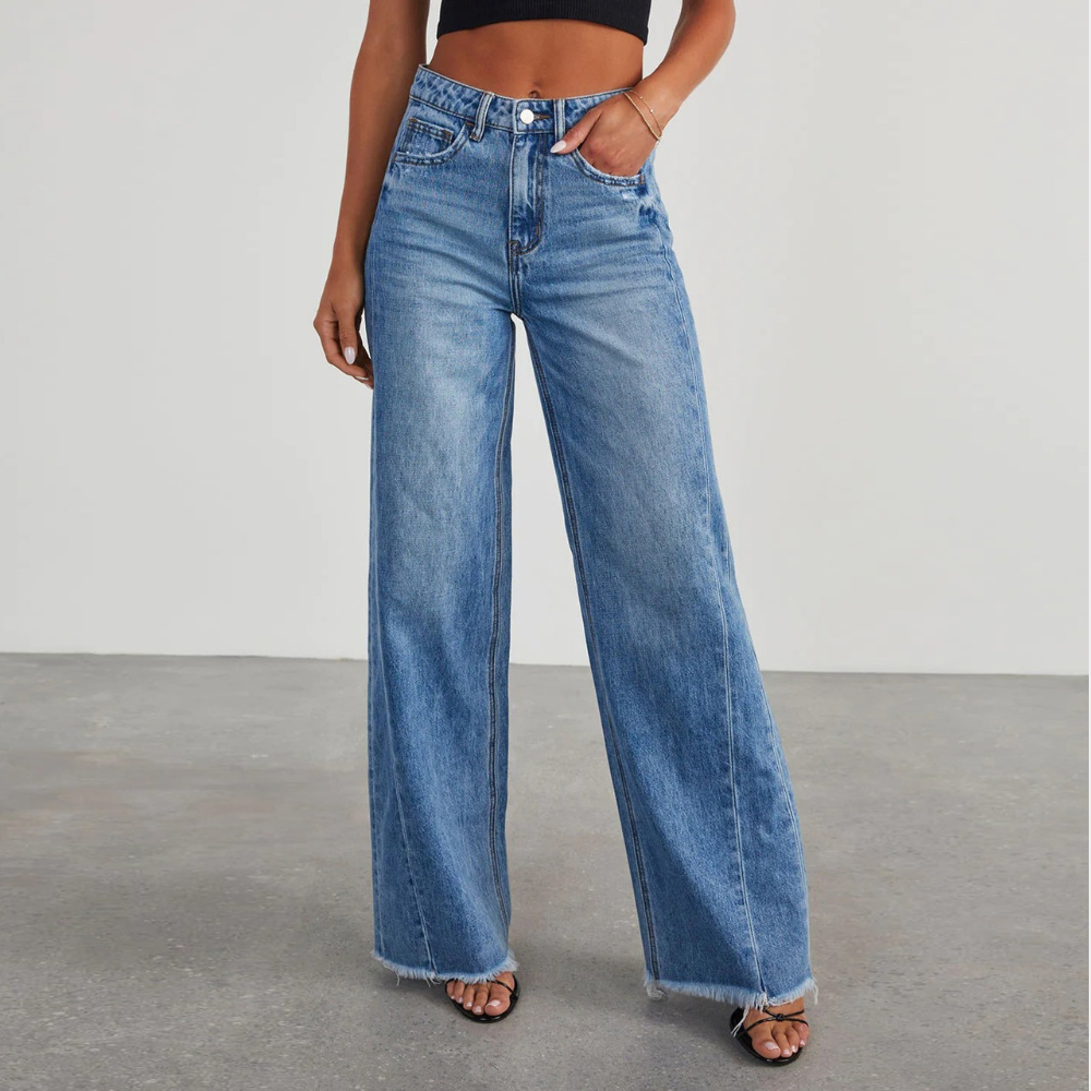 Women's Denim High-Waisted Wide Leg Jeans