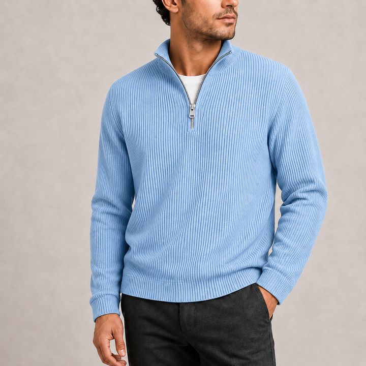 Men's Ribbed Quarter-Zip Knit Jumper