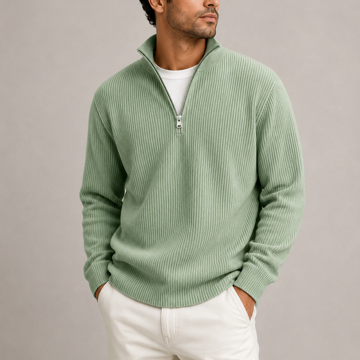 Men's Ribbed Quarter-Zip Knit Jumper