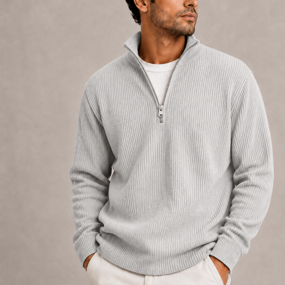Men's Ribbed Quarter-Zip Knit Jumper