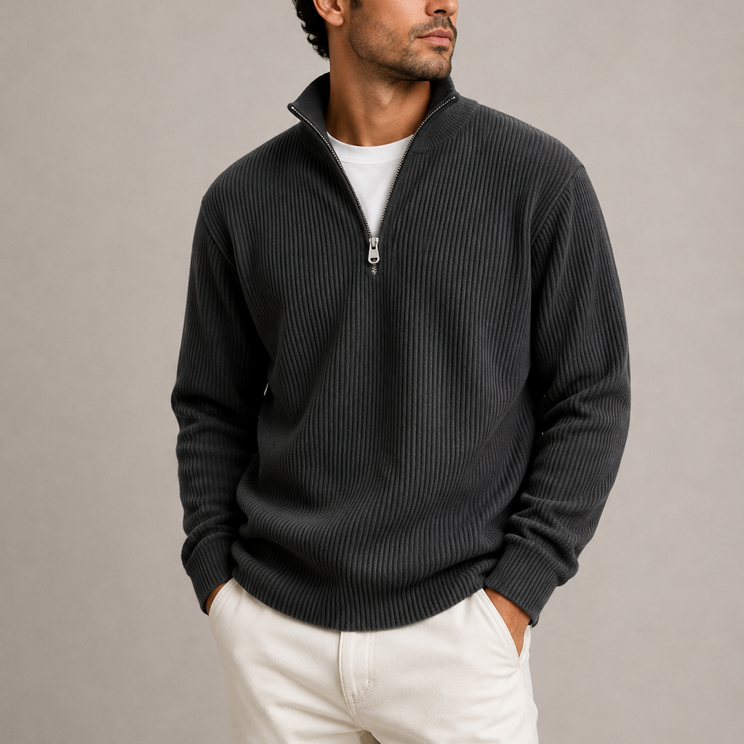 Men's Ribbed Quarter-Zip Knit Jumper