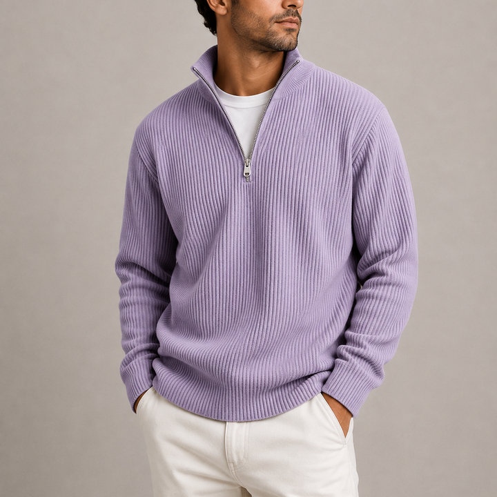 Men's Ribbed Quarter-Zip Knit Jumper
