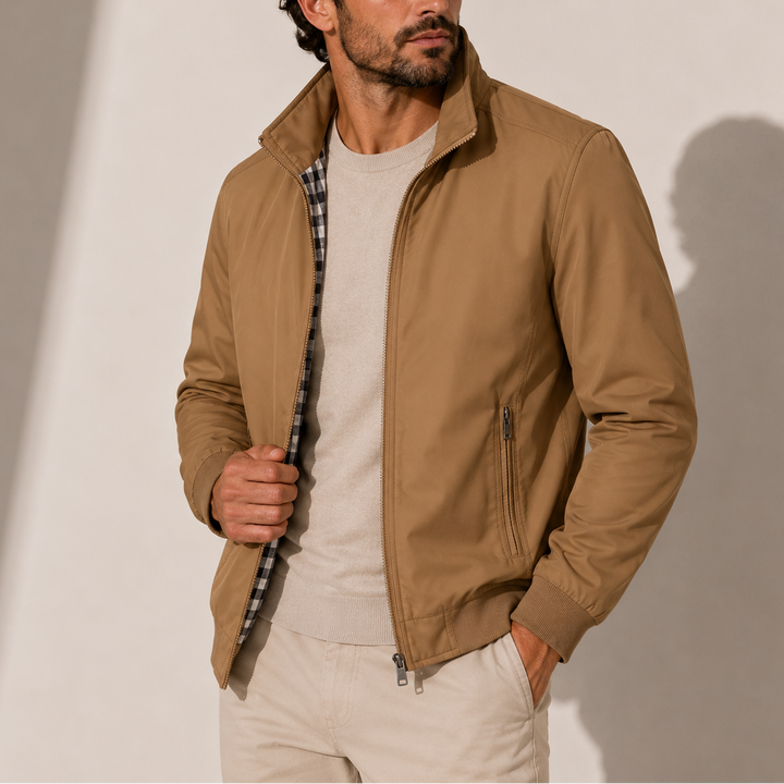 Men's Bomber Jacket with Checked Lining
