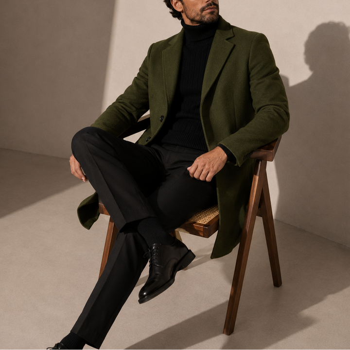 Men's Wool Single-Breasted Overcoat