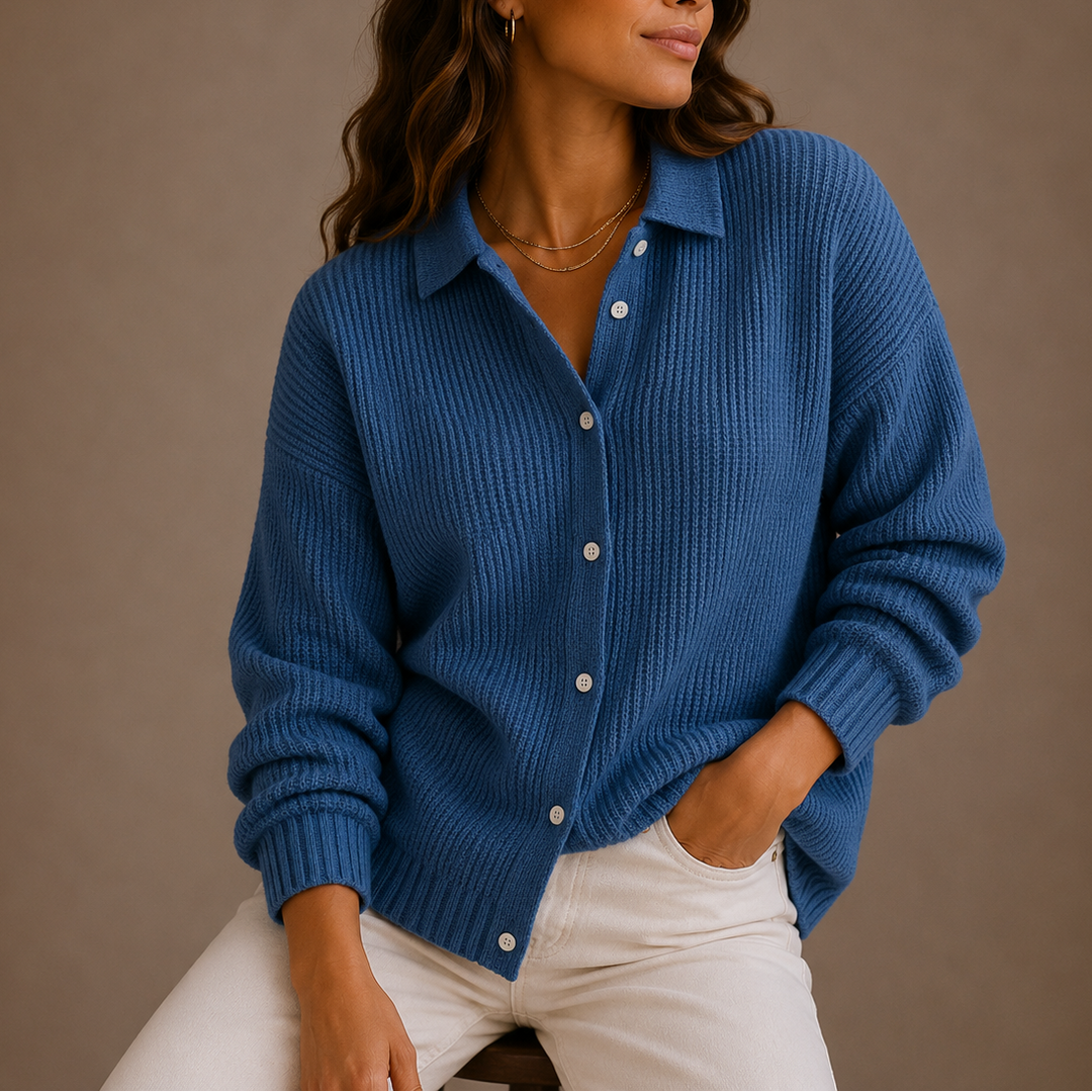 Women's Ribbed Knit Button-Front Cardigan