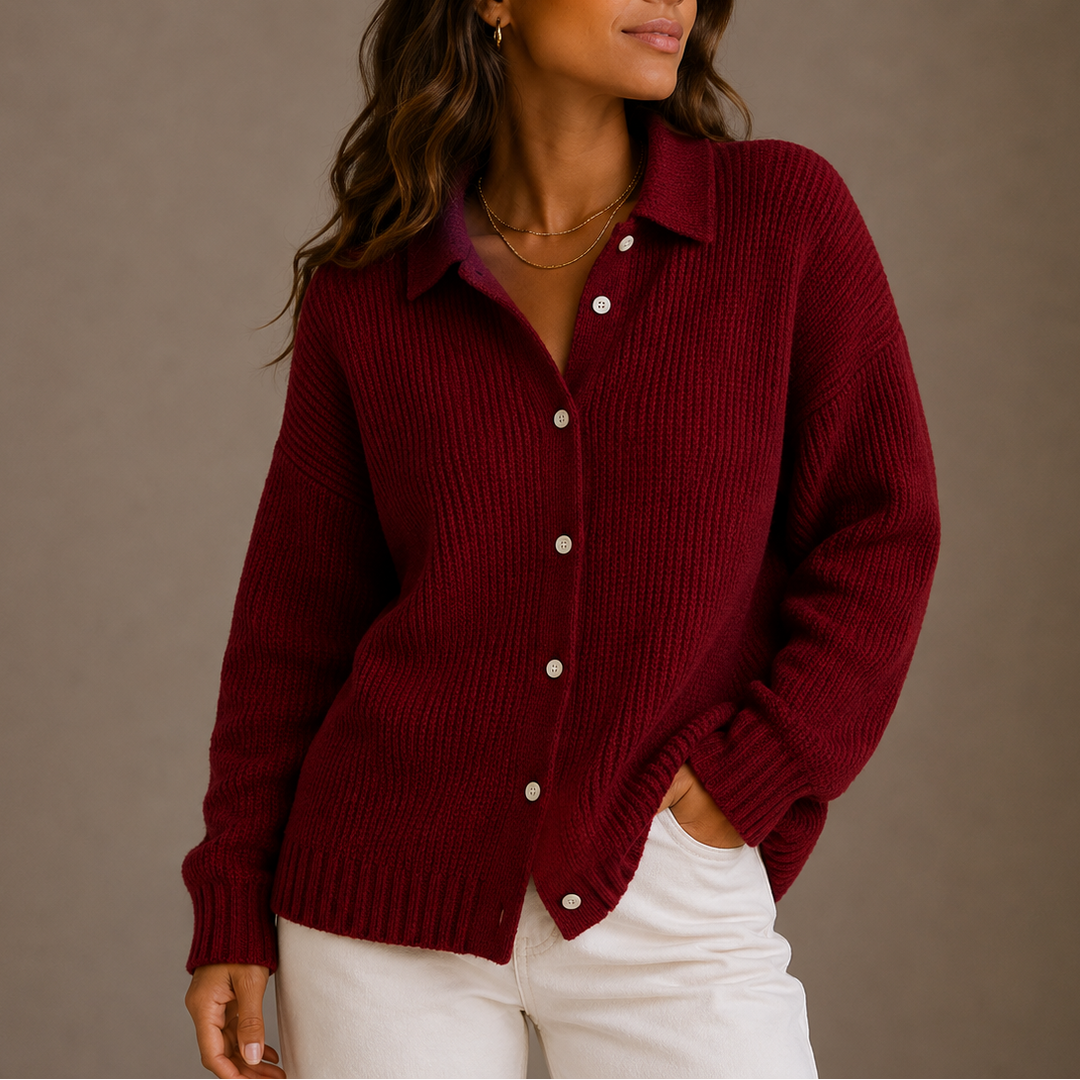 Women's Ribbed Knit Button-Front Cardigan