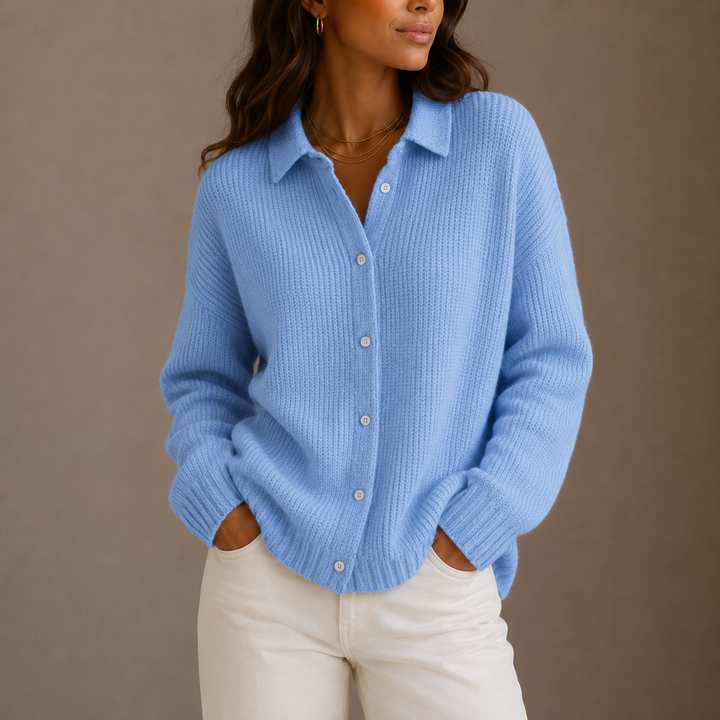 Women's Ribbed Knit Button-Front Cardigan