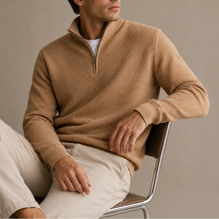 Men's Textured Knit Quarter-Zip Jumper