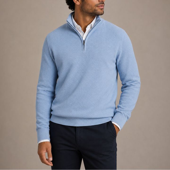 Men's Textured Knit Quarter-Zip Jumper
