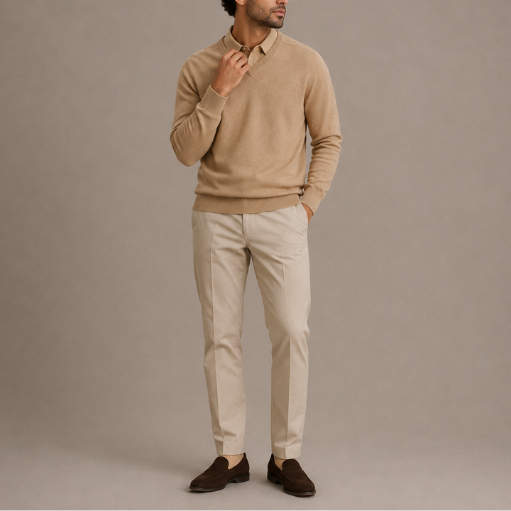 Men's Knitted V-Neck Jumper
