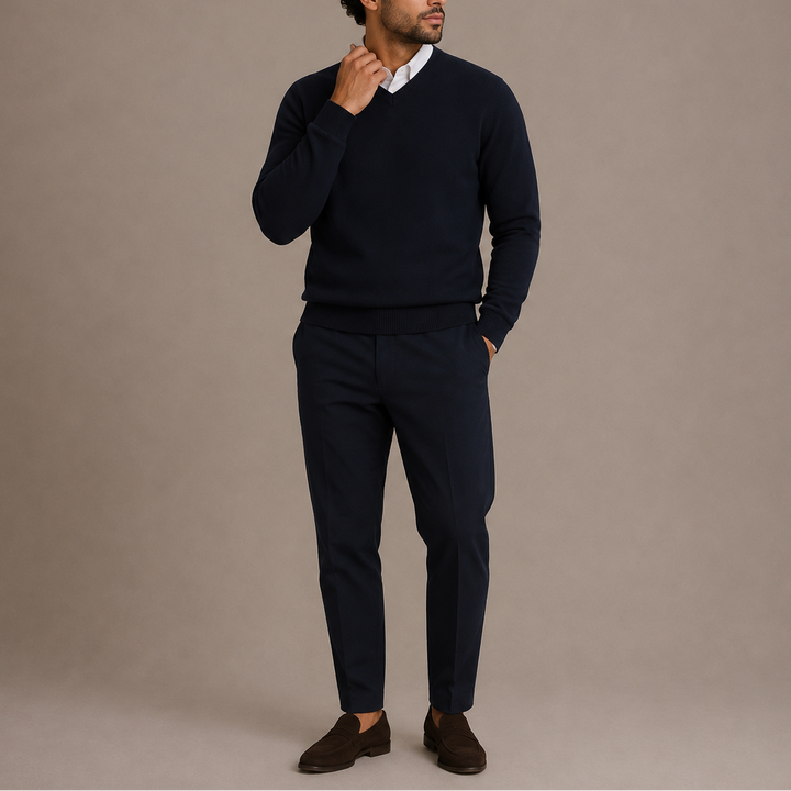 Men's Knitted V-Neck Jumper