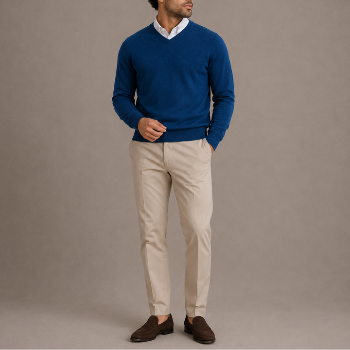Men's Knitted V-Neck Jumper