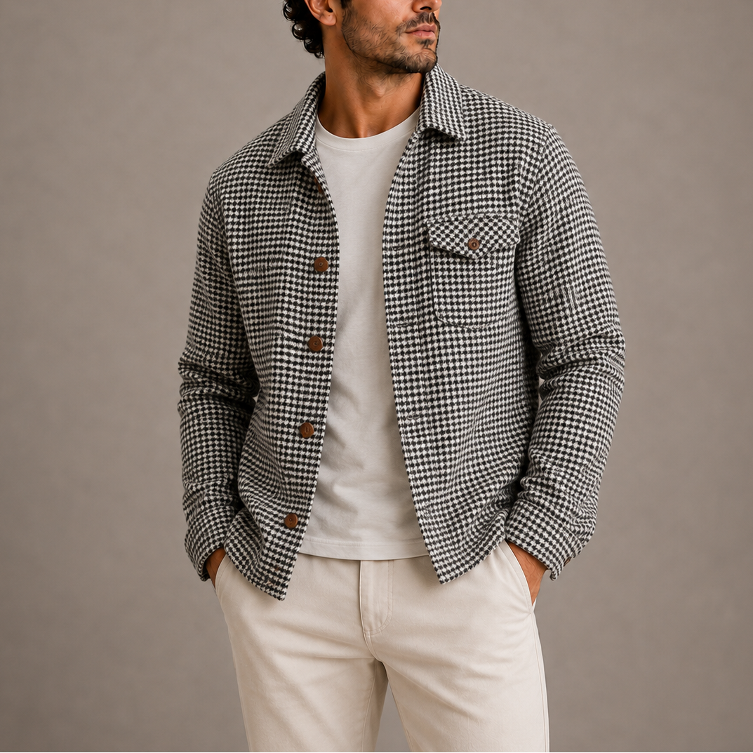 Men's Houndstooth Check Overshirt