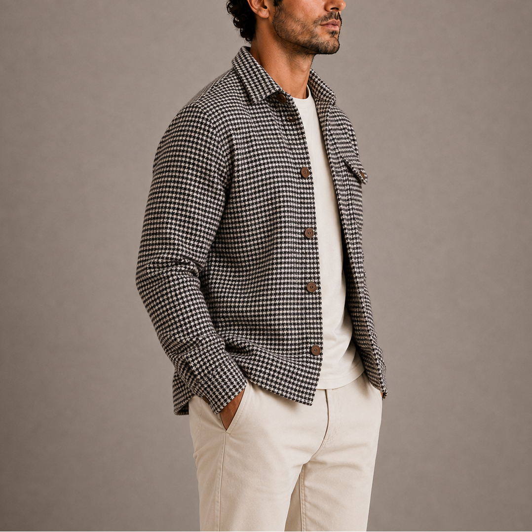 Men's Houndstooth Check Overshirt