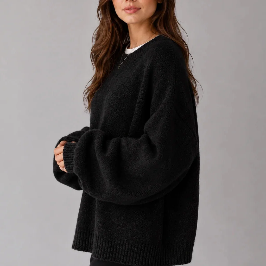Women's Knit Jumper with Balloon Sleeves Oversized Fit
