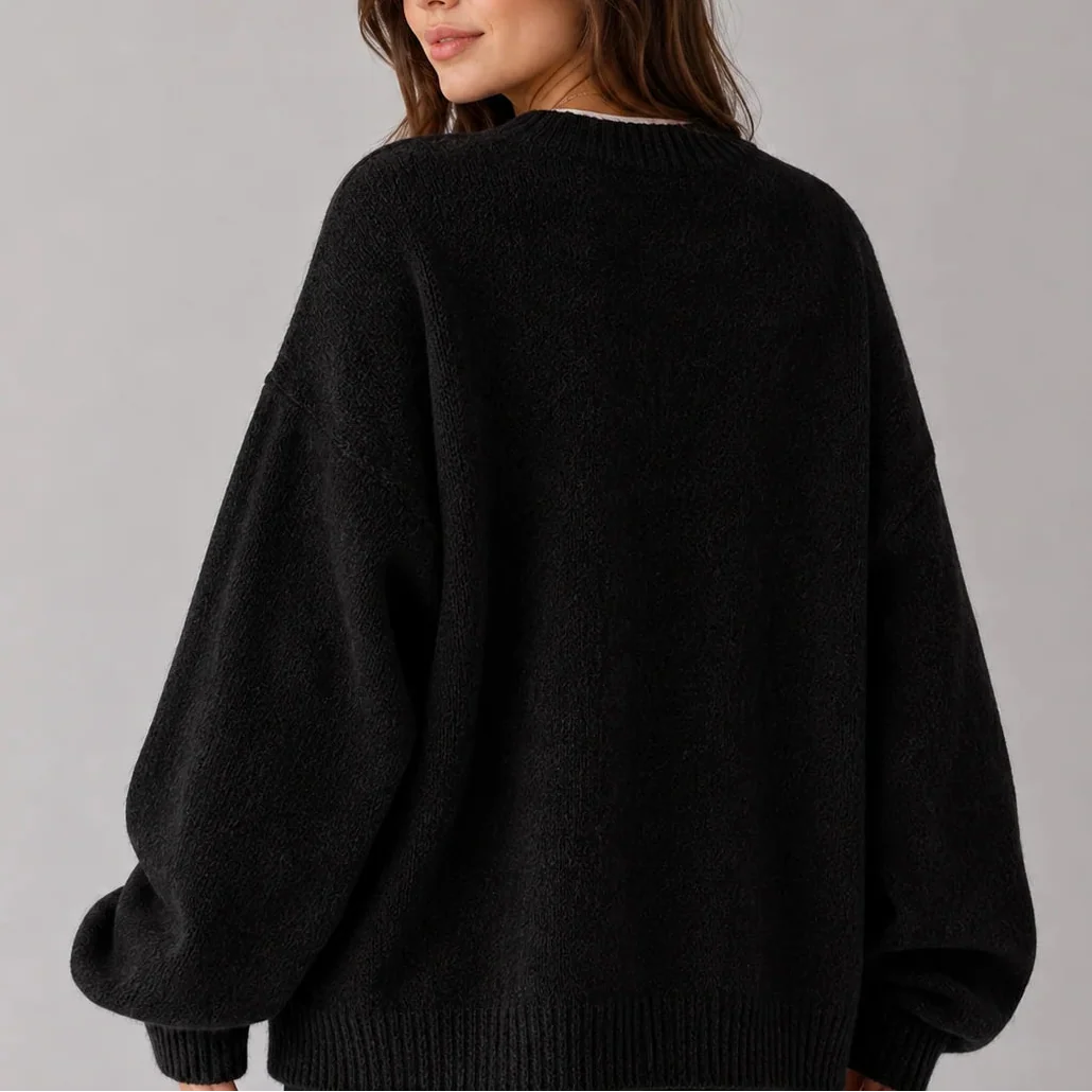Women's Knit Jumper with Balloon Sleeves Oversized Fit