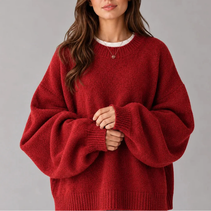 Women's Knit Jumper with Balloon Sleeves Oversized Fit