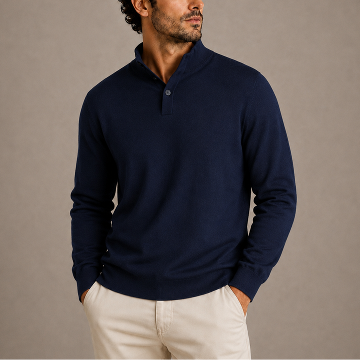 Men's Button-Neck Knitted Jumper