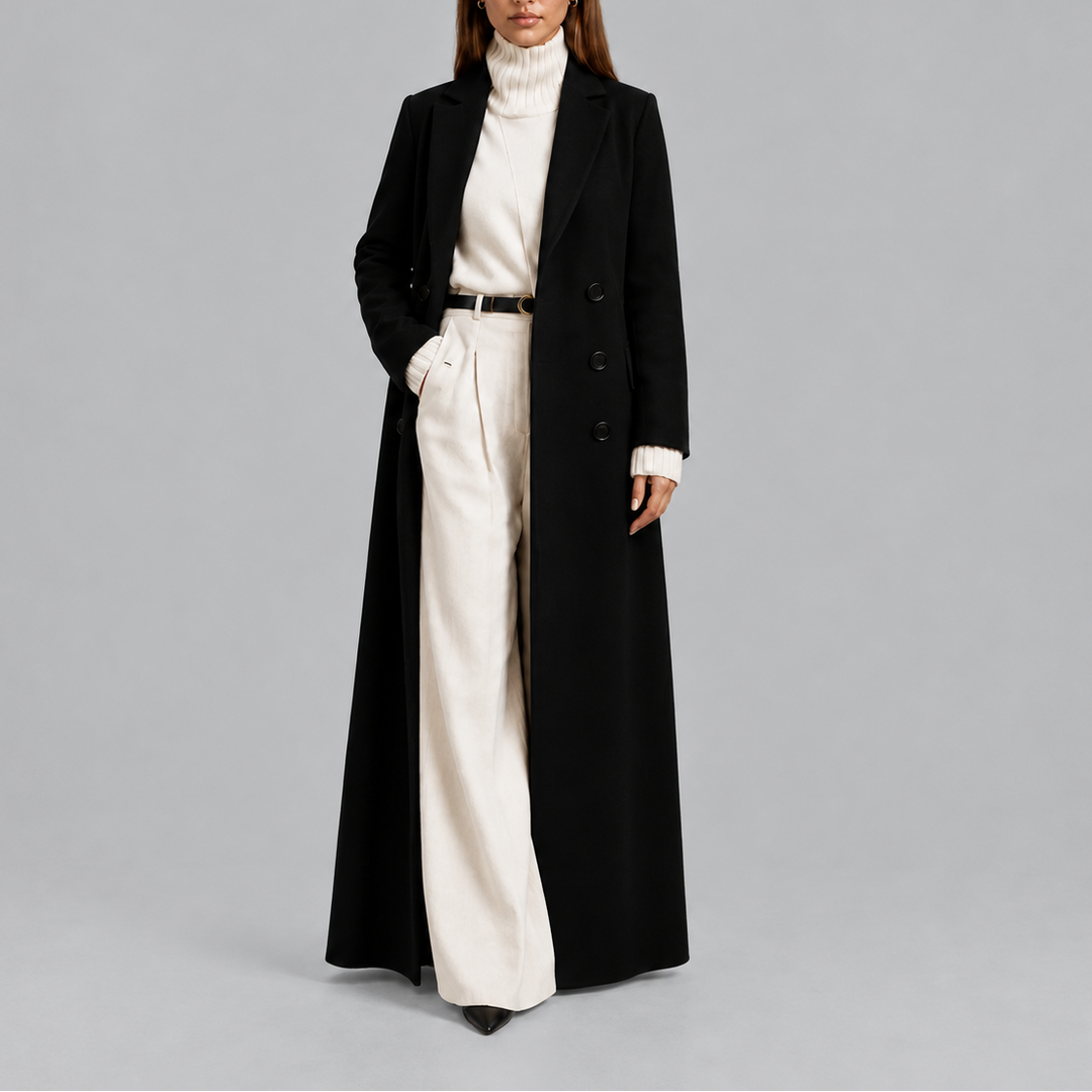 Women's Longline Double-Breasted Coat in Tailored Fit