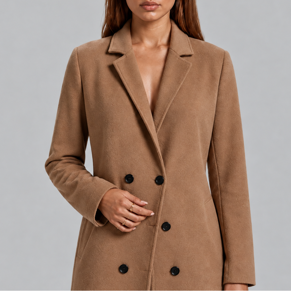 Women's Longline Double-Breasted Coat in Tailored Fit