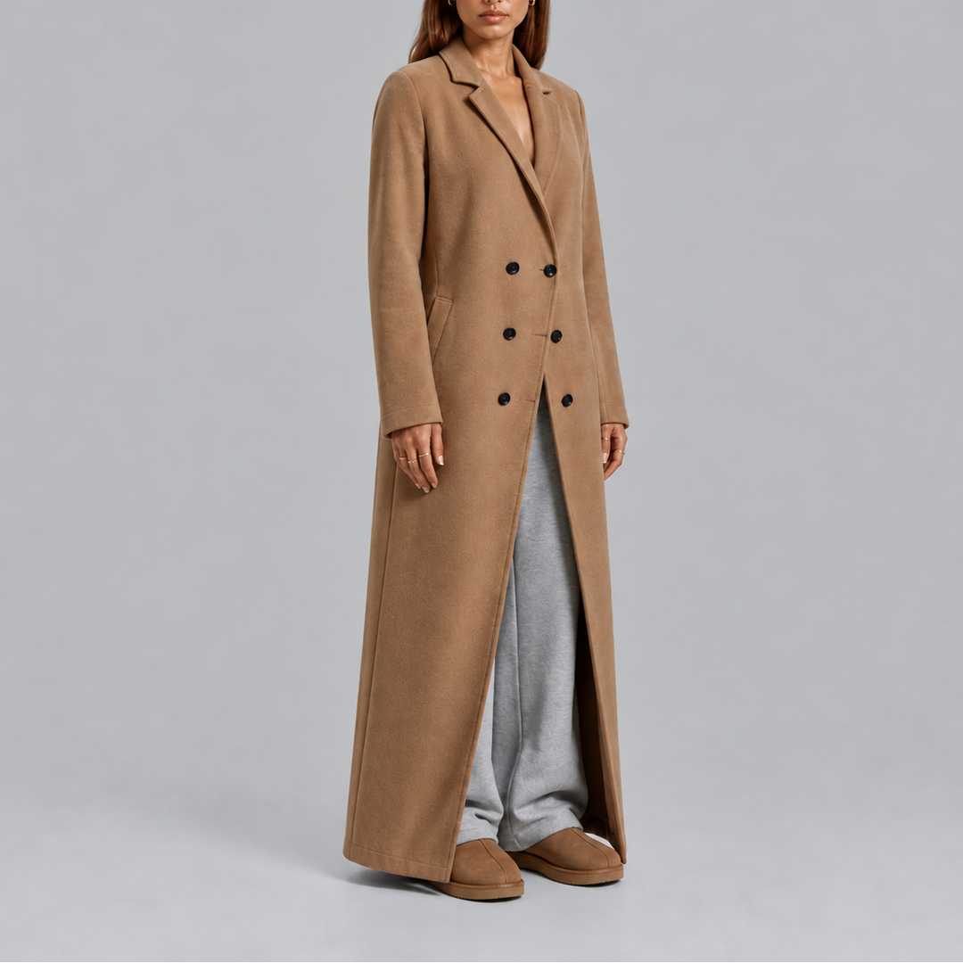 Women's Longline Double-Breasted Coat in Tailored Fit