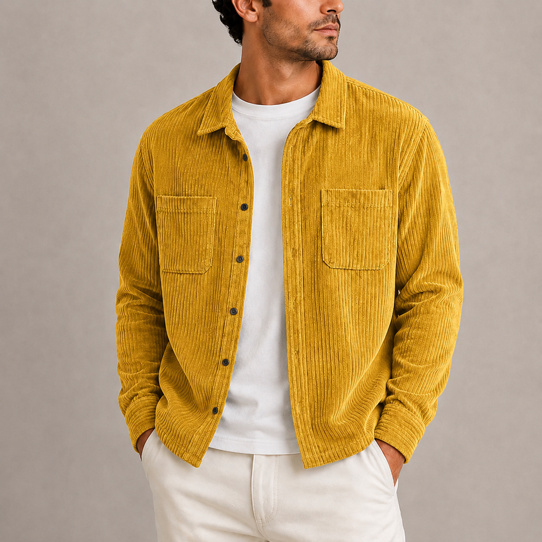 Men's Corduroy Shirt Jacket with Chest Pockets