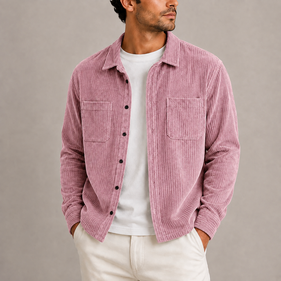Men's Corduroy Shirt Jacket with Chest Pockets