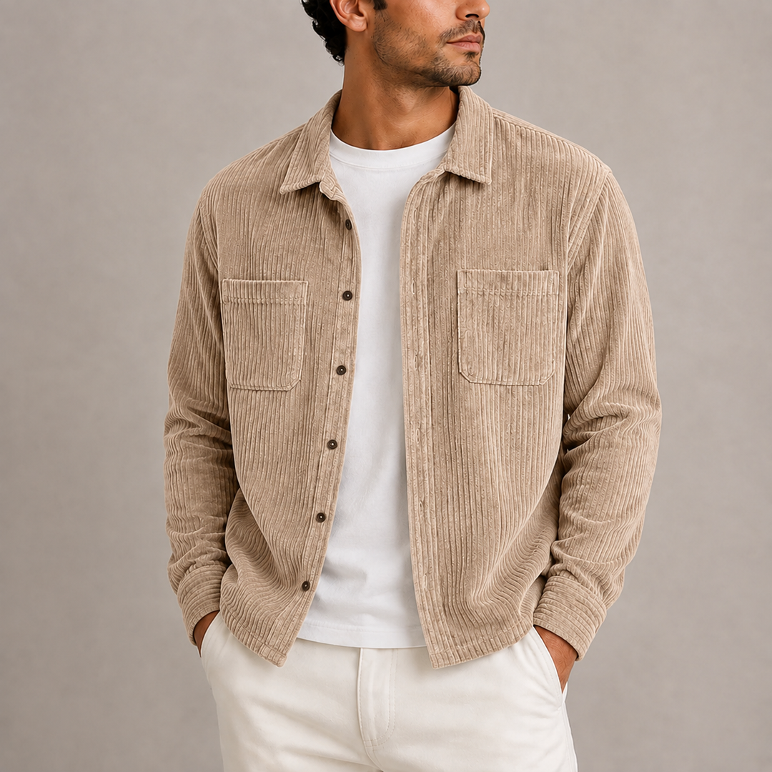 Men's Corduroy Shirt Jacket with Chest Pockets