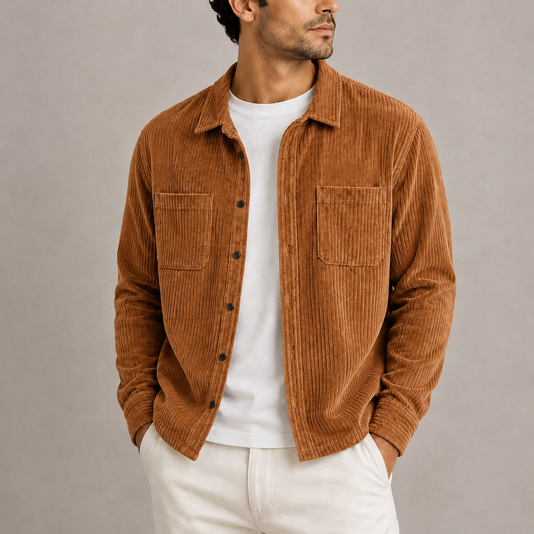 Men's Corduroy Shirt Jacket with Chest Pockets