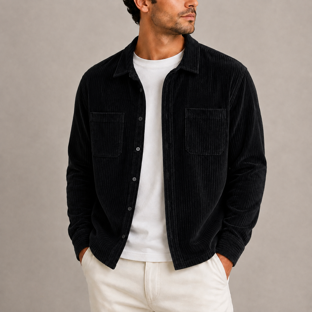 Men's Corduroy Shirt Jacket with Chest Pockets