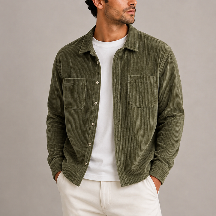Men's Corduroy Shirt Jacket with Chest Pockets