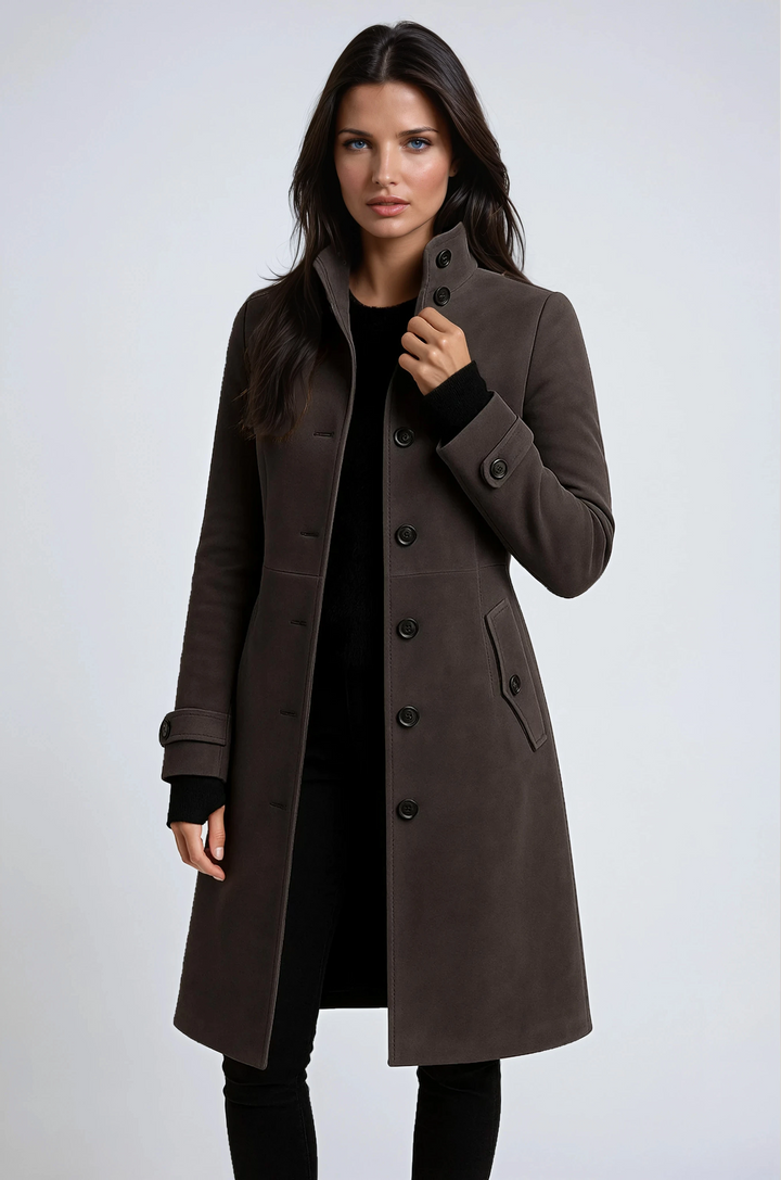 Women's Double-Breasted Longline Coat with Belt