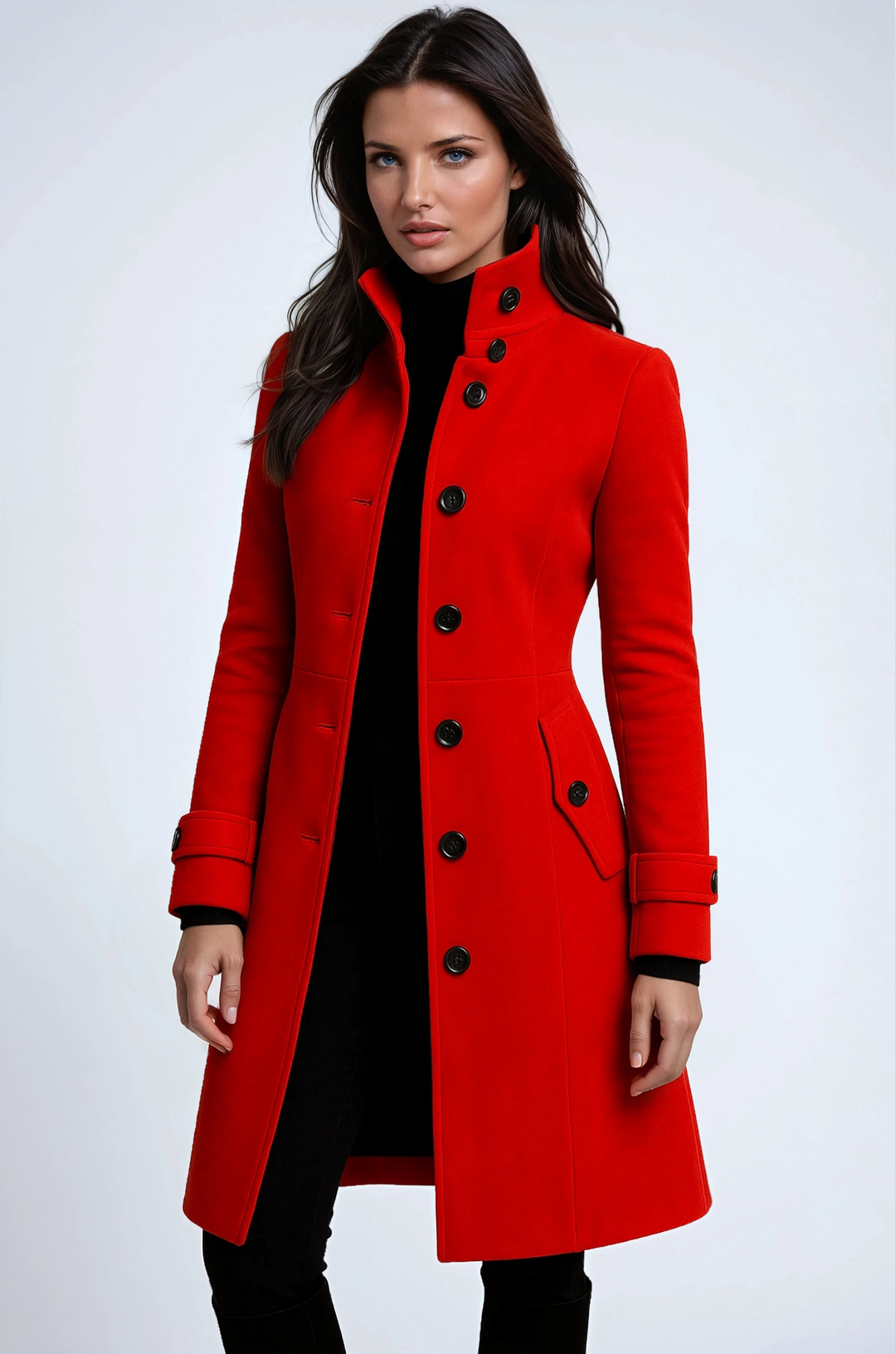 Women's Double-Breasted Longline Coat with Belt