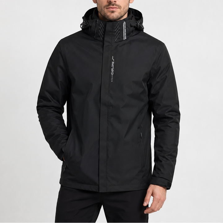 Men's Waterproof Jacket with Hood and Zip Pockets