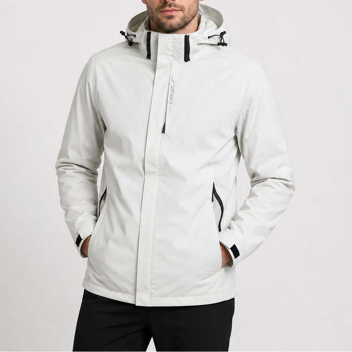 Men's Waterproof Jacket with Hood and Zip Pockets