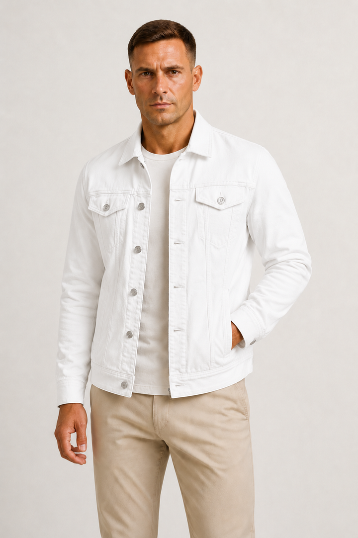 Men's Button-Front Denim Trucker Jacket