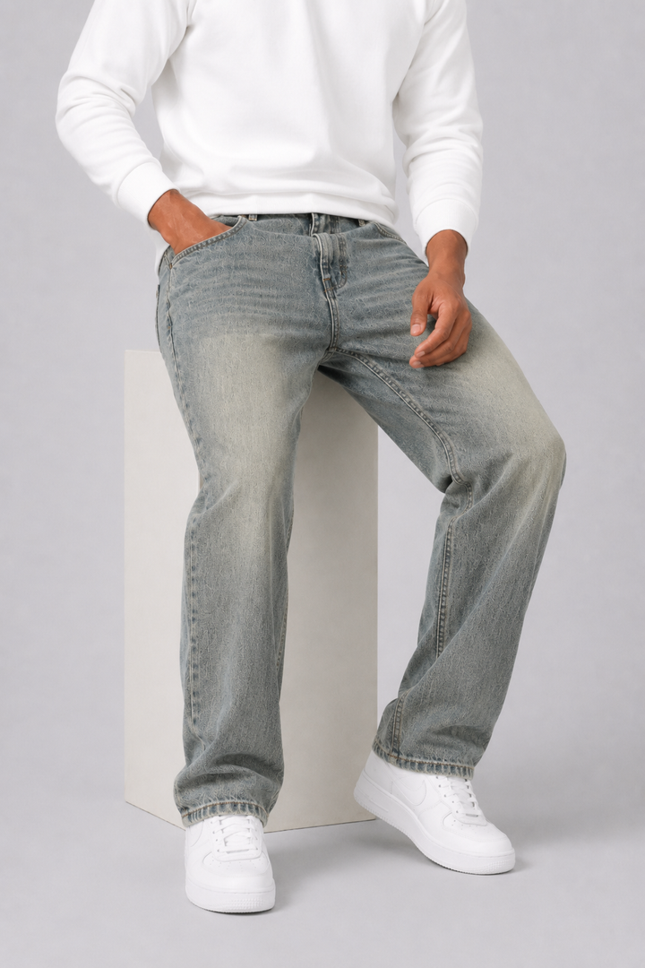 Men's Relaxed Straight Leg Denim Jeans