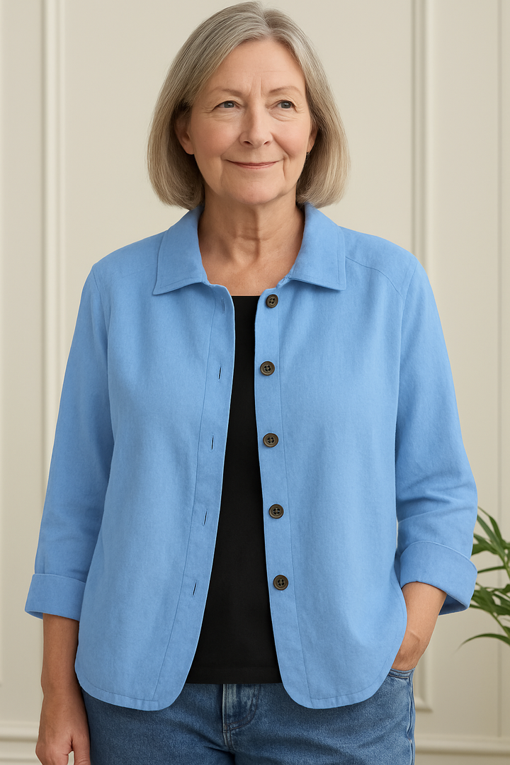 Women's Cotton Linen Shirt Cardigan in a Relaxed Fit
