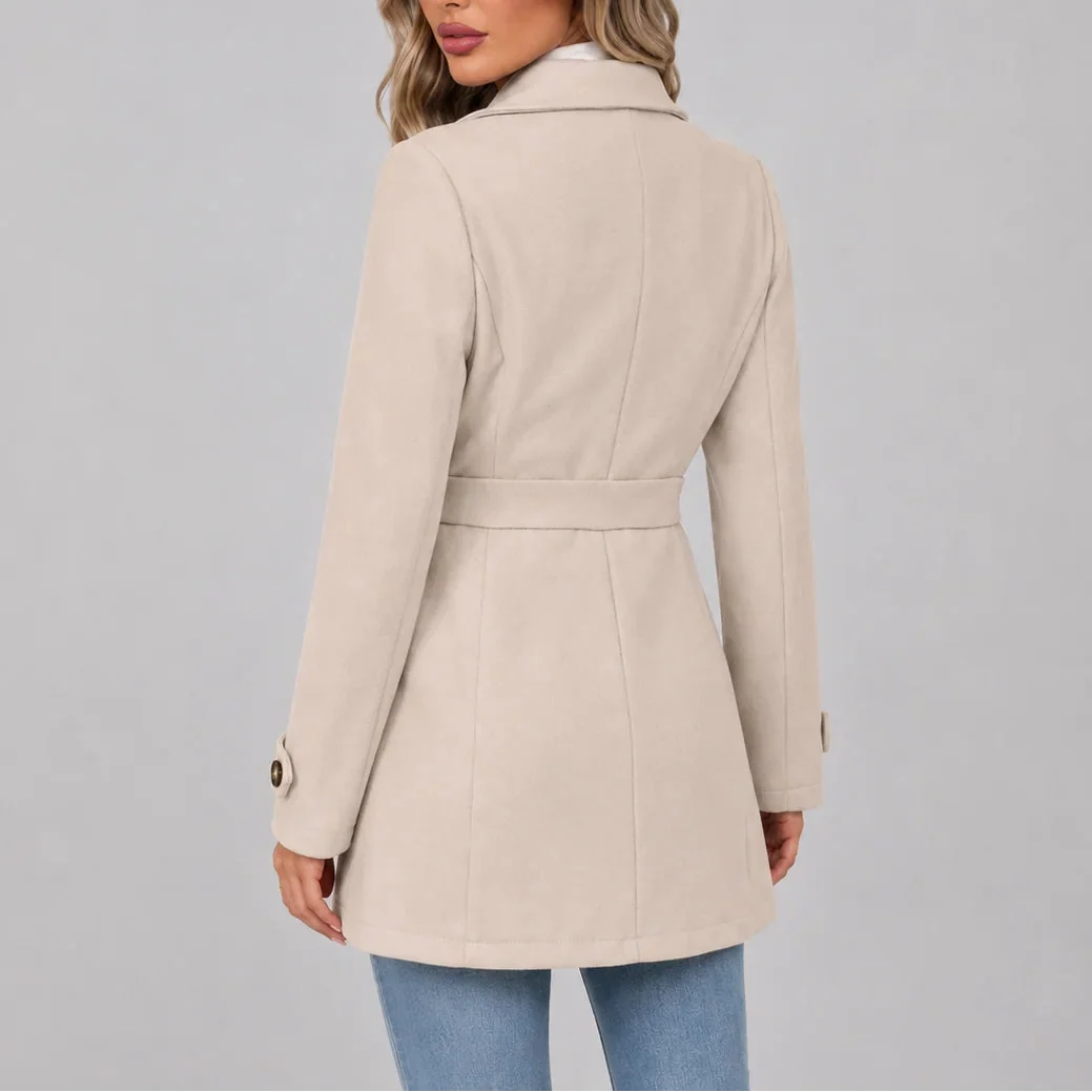 Women's Fitted Waist Overcoat with Button Front