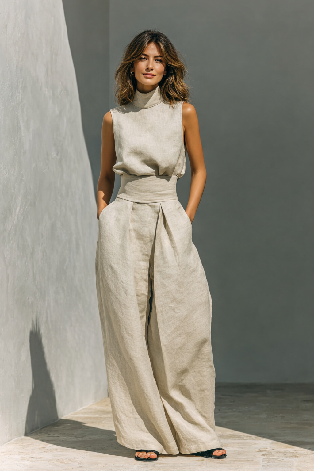 Women's Sleeveless Wide Leg Jumpsuit