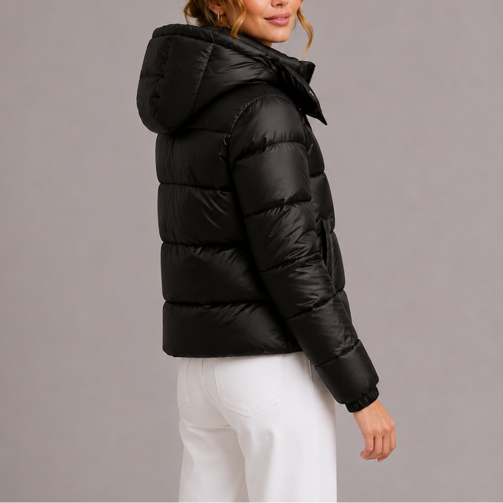 Women's Hooded Puffer Jacket with Zip Pockets